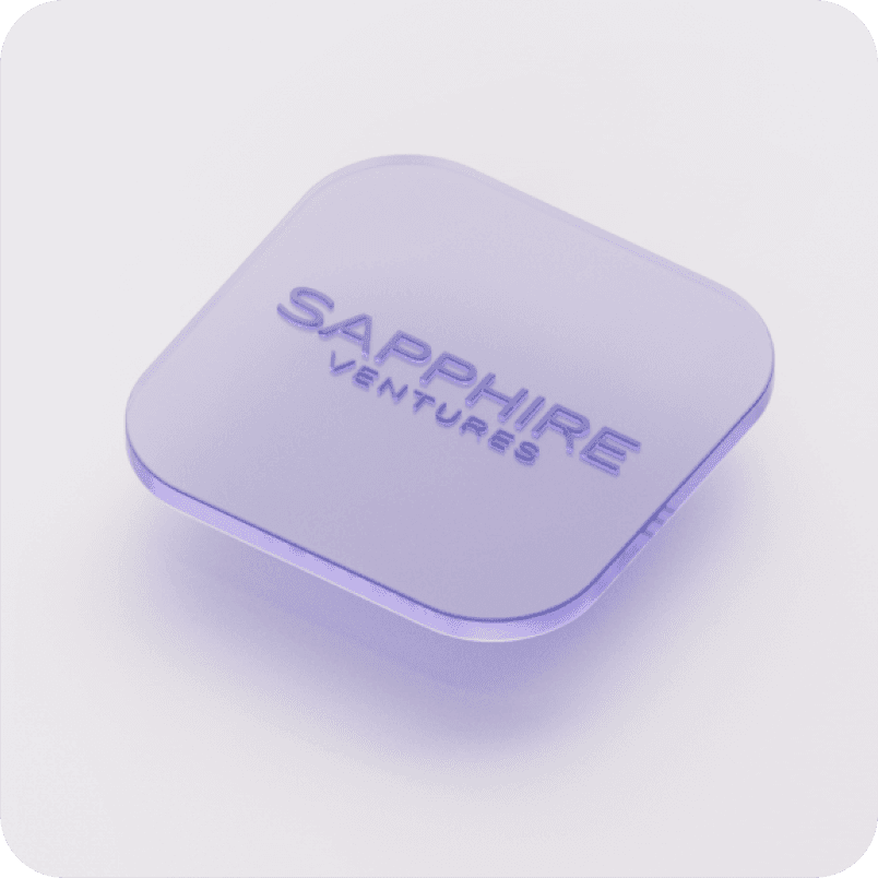Sapphire Ventures logo embedded in glass render